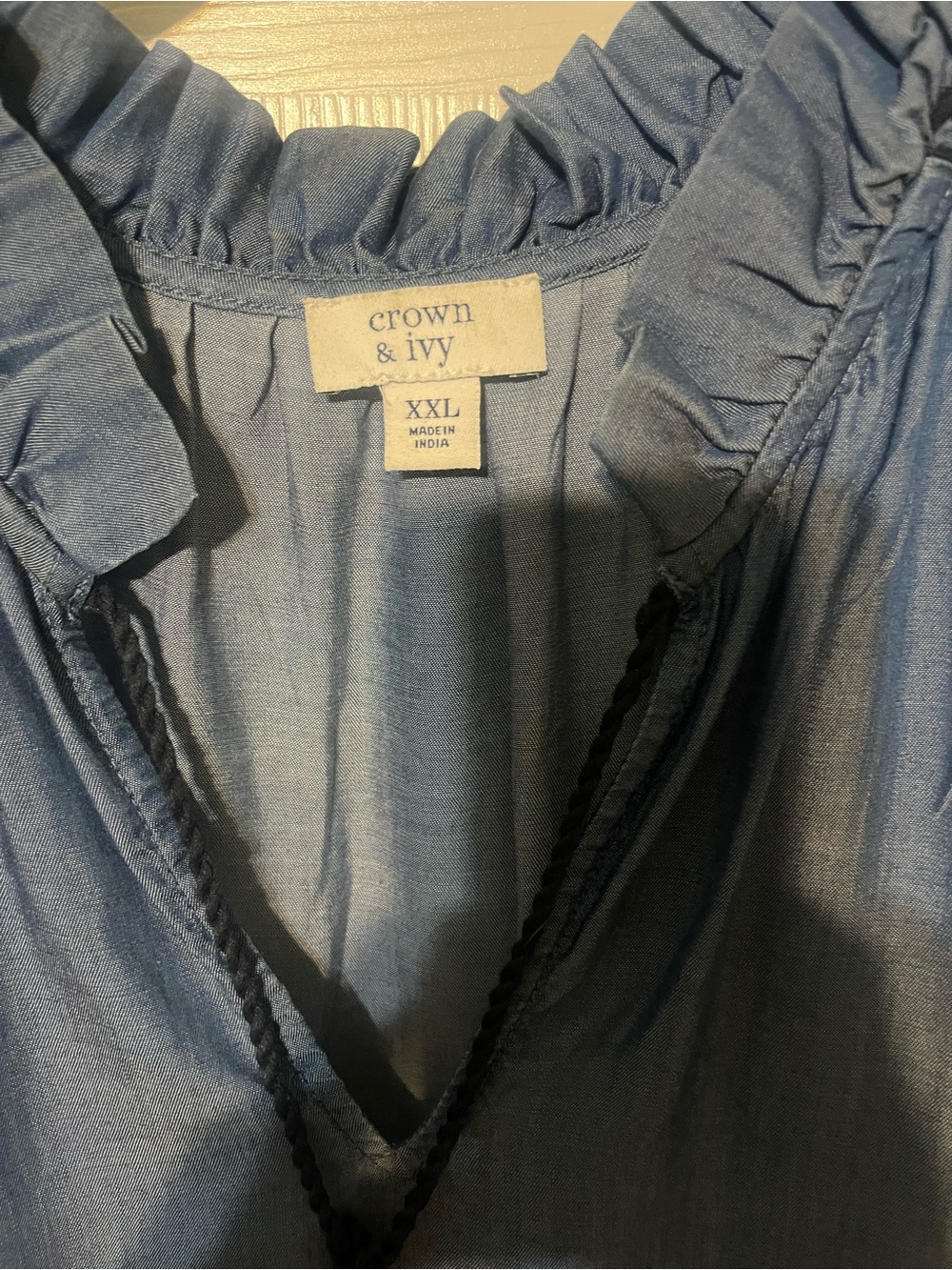 crown & ivy Navy Blue Sleeveless Tassel Ruffle Camisole - Picture 3 of 4